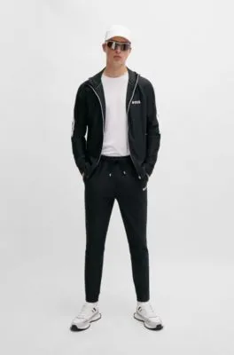 BOSS x MATTEO BERRETTINI Sudadera con capucha y cremallera regular fit con ilustración a rayas de la marca