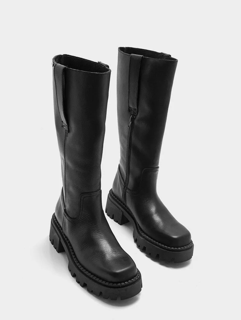 Botas Altas Mustang Track Skware 52408 Negro Piel