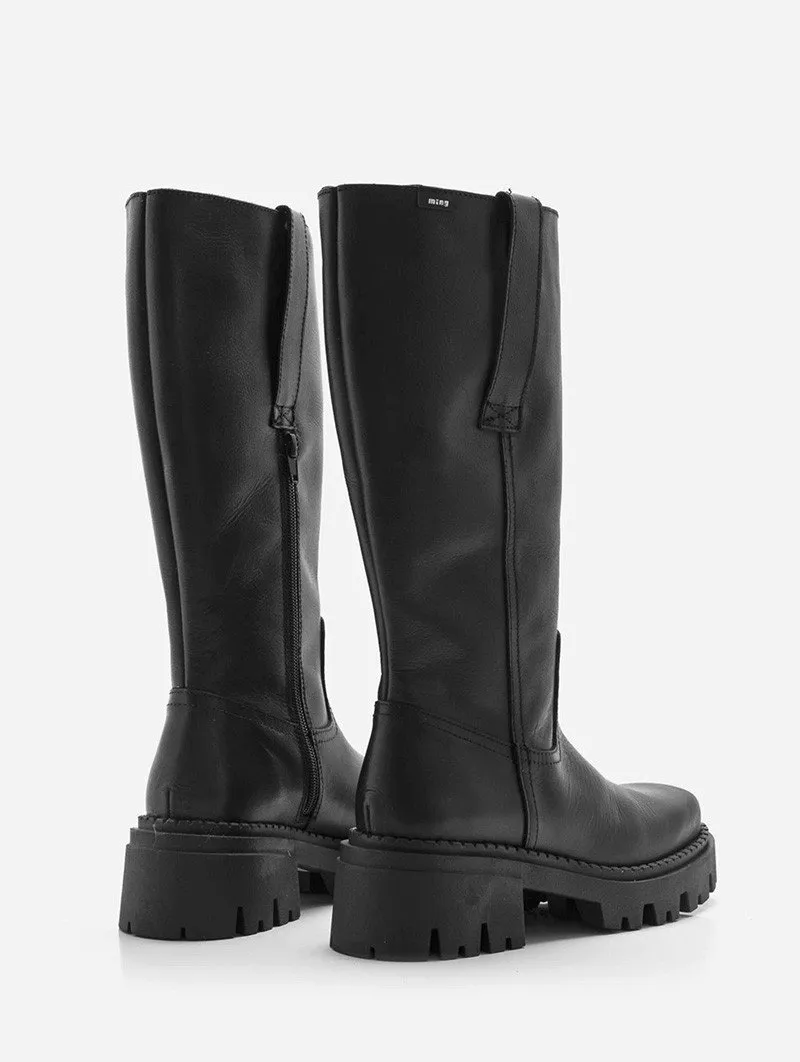 Botas Altas Mustang Track Skware 52408 Negro Piel