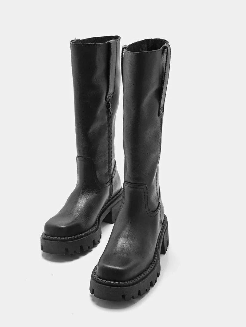 Botas Altas Mustang Track Skware 52408 Negro Piel
