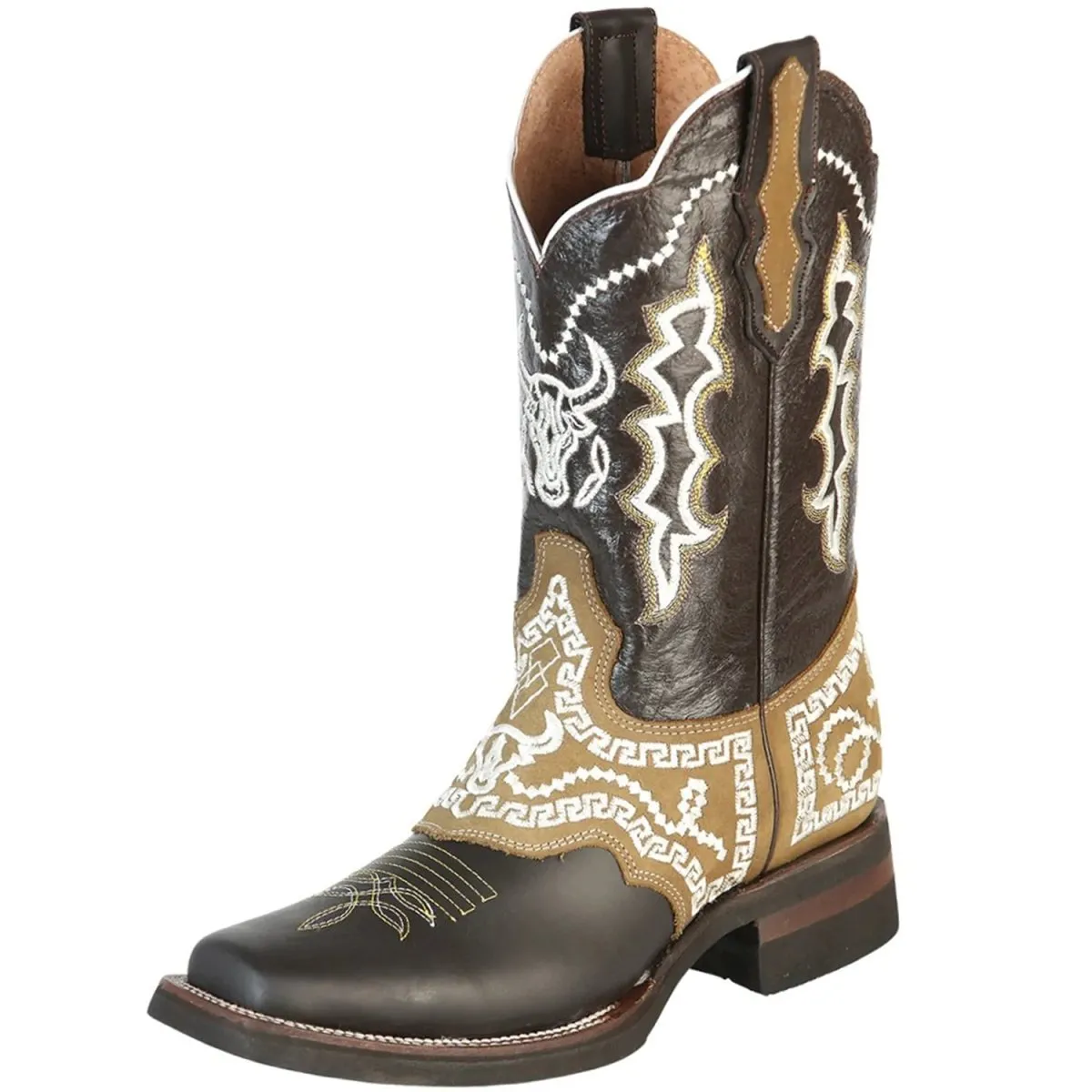 BOTAS VAQUERAS DE CUERO CRAZY HORMA RODEO COLOR CHOCOLATE CON ANTIFAZ GEN51110
