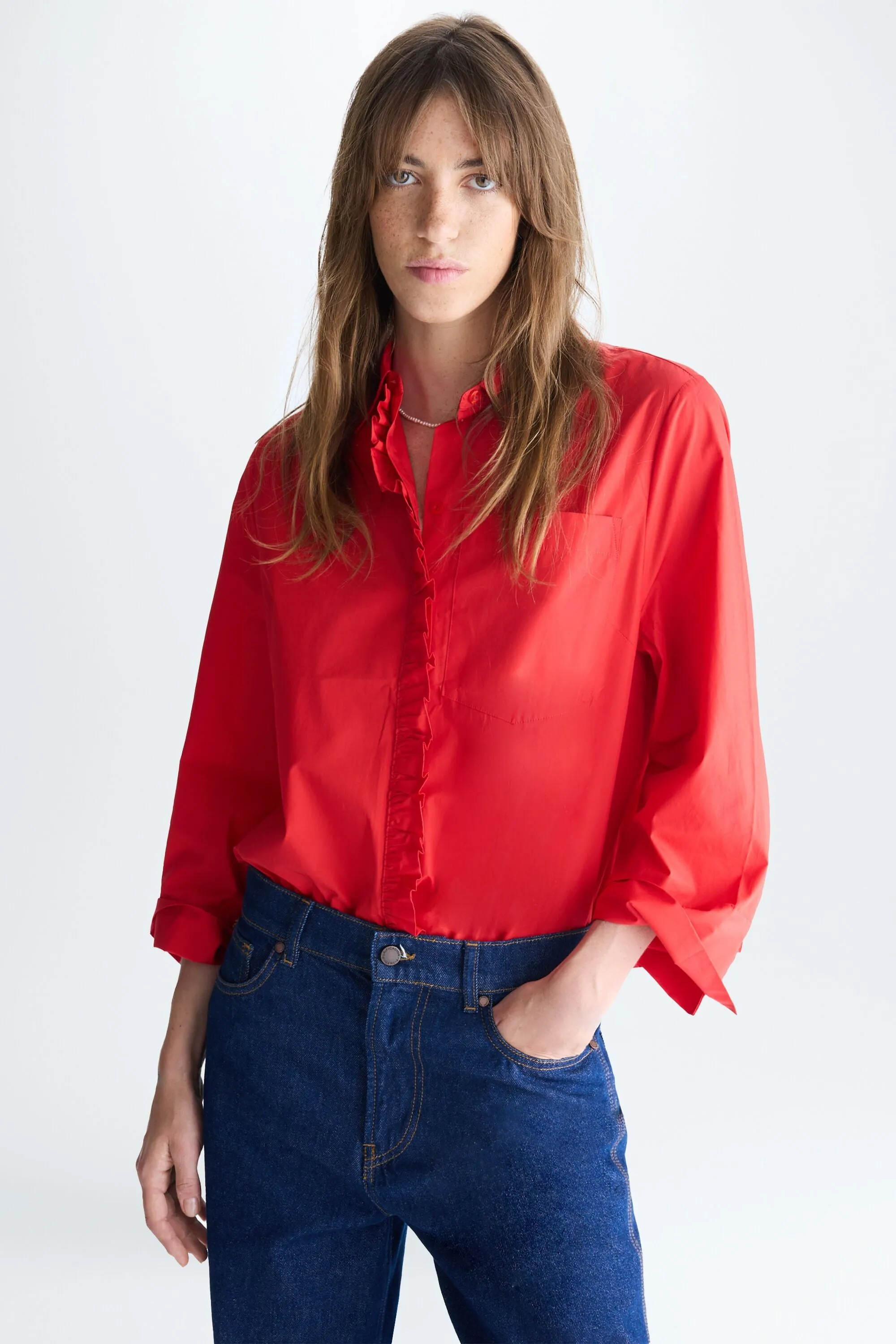 Camisa corta oversize popelin