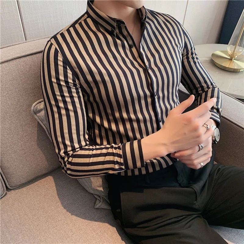 Camisa Slim Fit Manga Larga Para Hombre