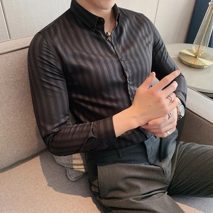 Camisa Slim Fit Manga Larga Para Hombre