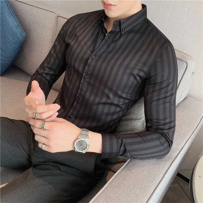 Camisa Slim Fit Manga Larga Para Hombre