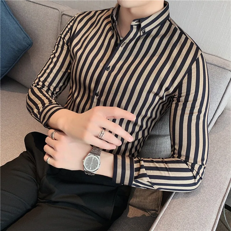 Camisa Slim Fit Manga Larga Para Hombre