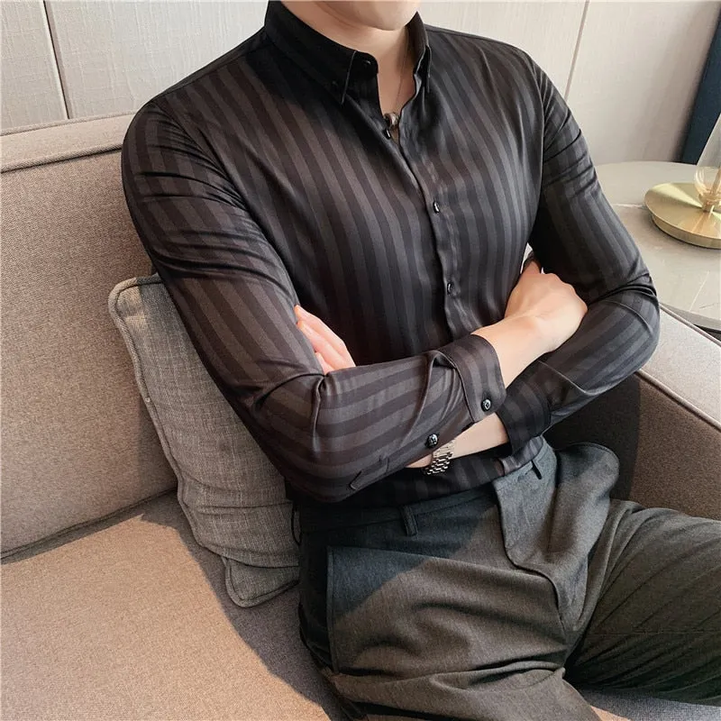 Camisa Slim Fit Manga Larga Para Hombre
