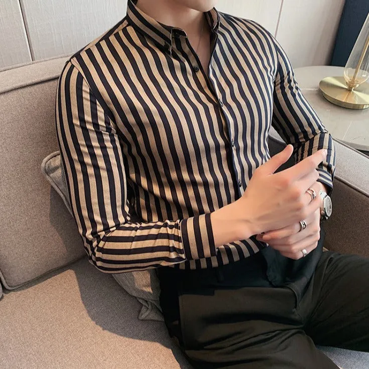 Camisa Slim Fit Manga Larga Para Hombre