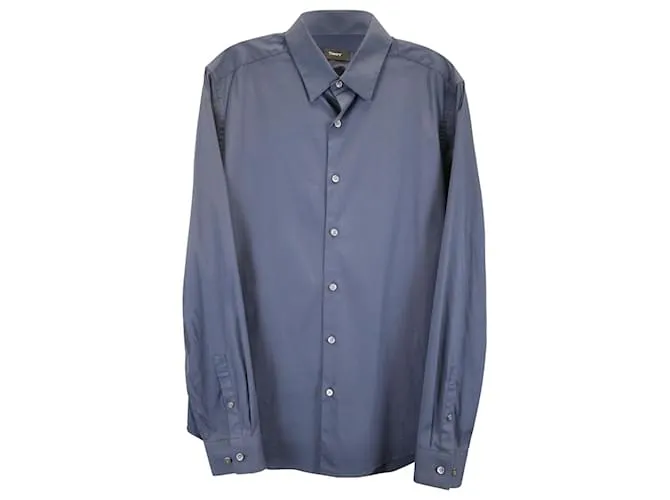 Camisa Theory con botones en algodón azul marino 