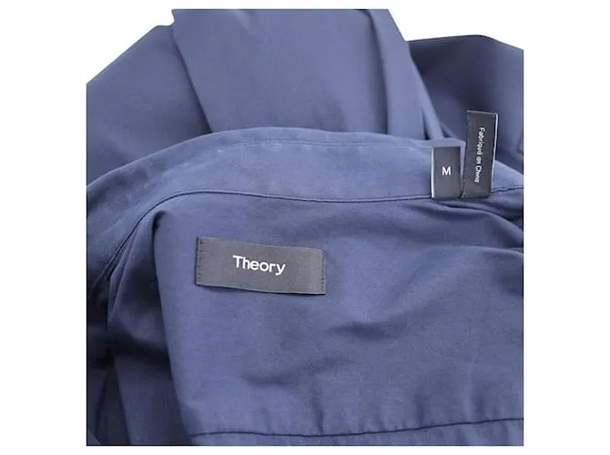 Camisa Theory con botones en algodón azul marino 