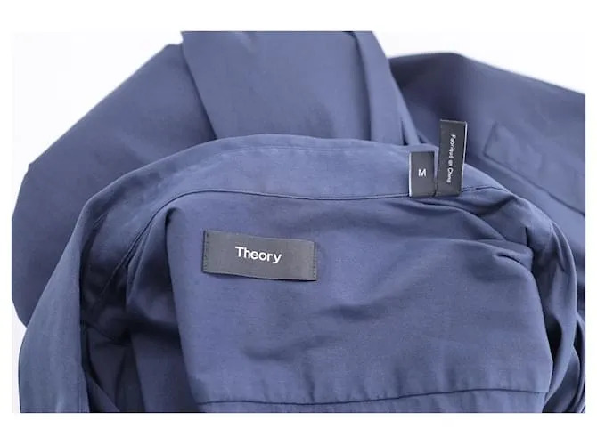 Camisa Theory con botones en algodón azul marino 
