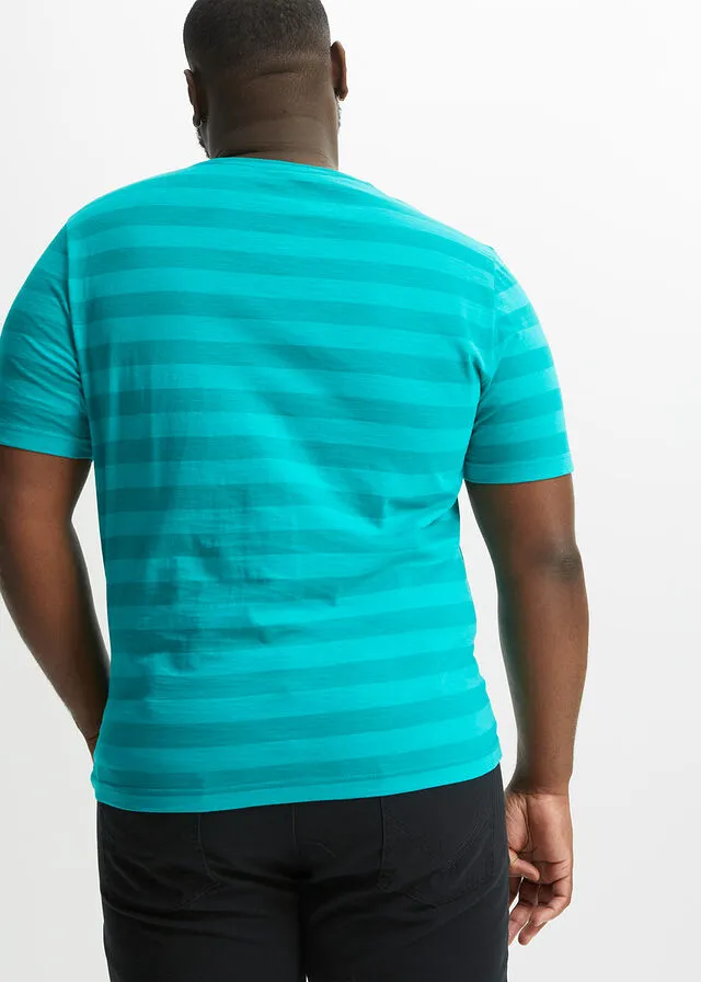 Camiseta (2 unidades) de algodón orgánico Esmeralda oscuro de rayas + azur de rayas
