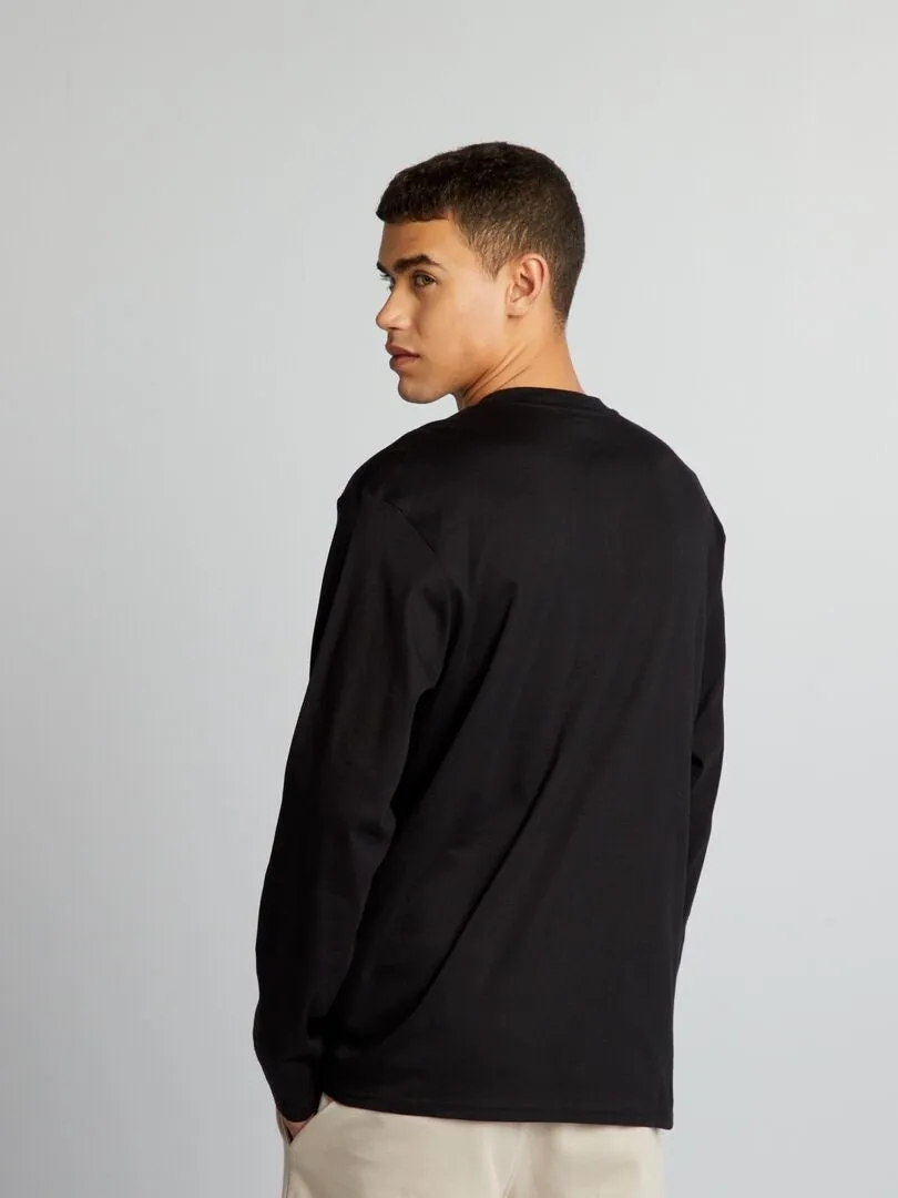 CAMISETA CON CUELLO PANADERO  NEGRO
