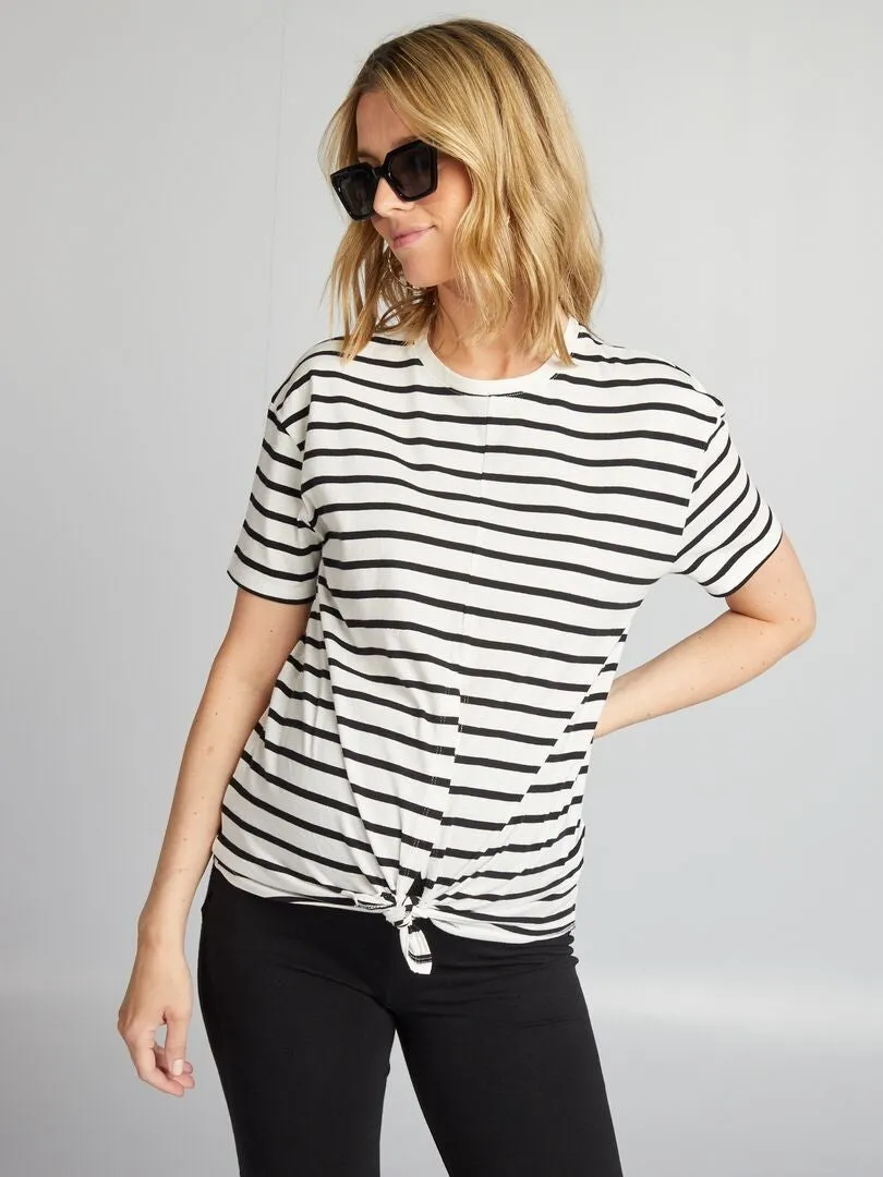 CAMISETA CON CUELLO REDONDO DE LACTANCIA  BLANCO