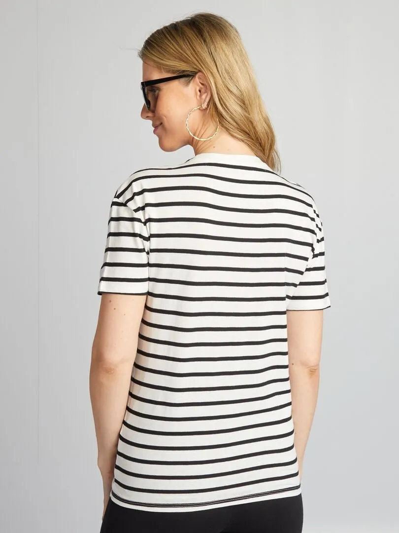 CAMISETA CON CUELLO REDONDO DE LACTANCIA  BLANCO