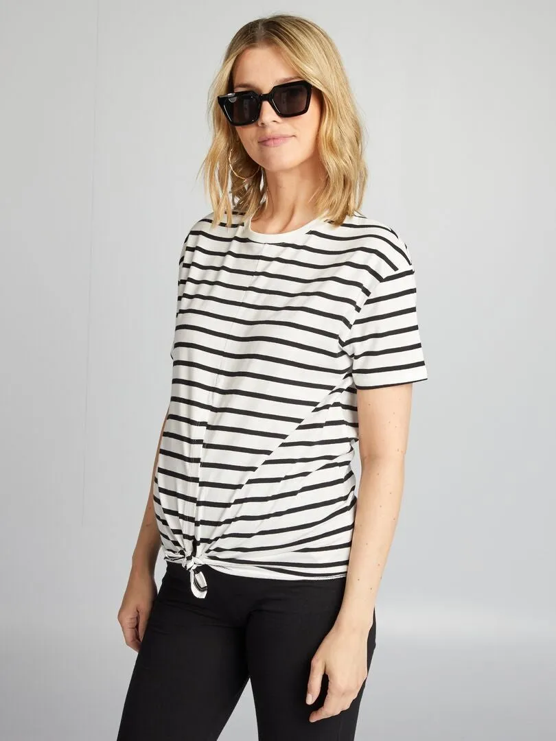 CAMISETA CON CUELLO REDONDO DE LACTANCIA  BLANCO