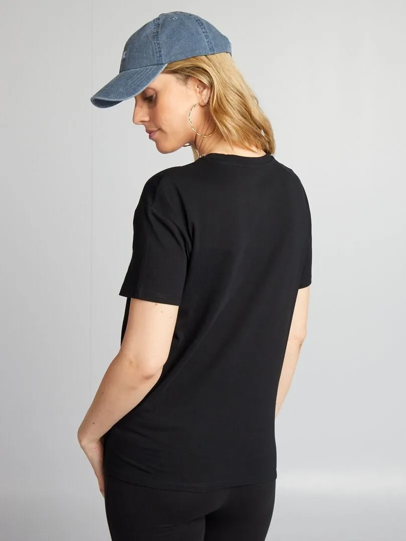 CAMISETA CON CUELLO REDONDO DE LACTANCIA  NEGRO