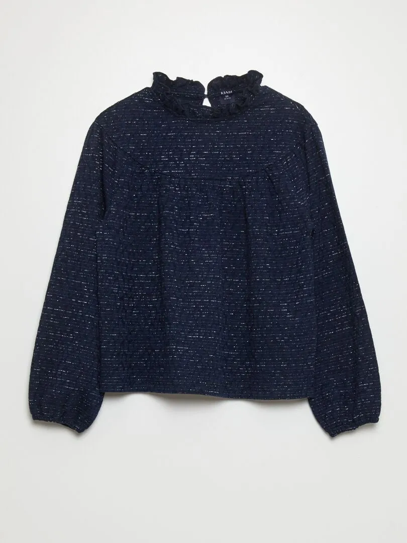 CAMISETA CON EFECTO ONDULADO  AZUL