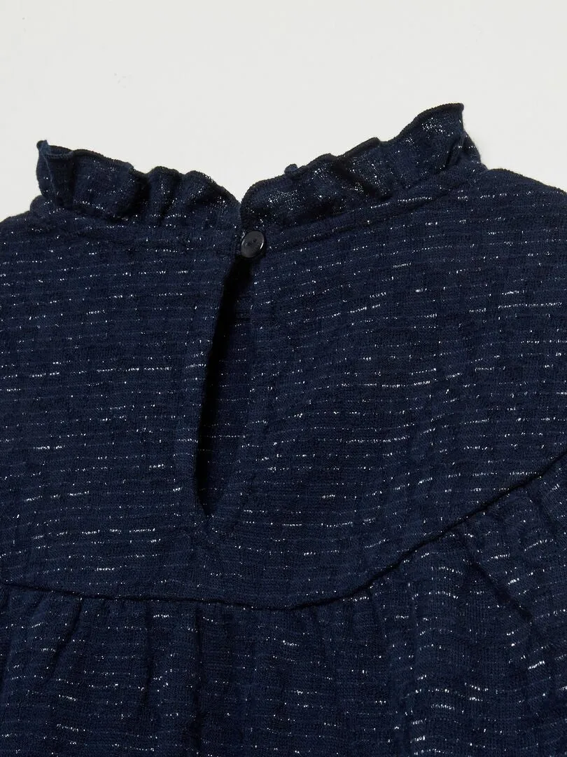 CAMISETA CON EFECTO ONDULADO  AZUL