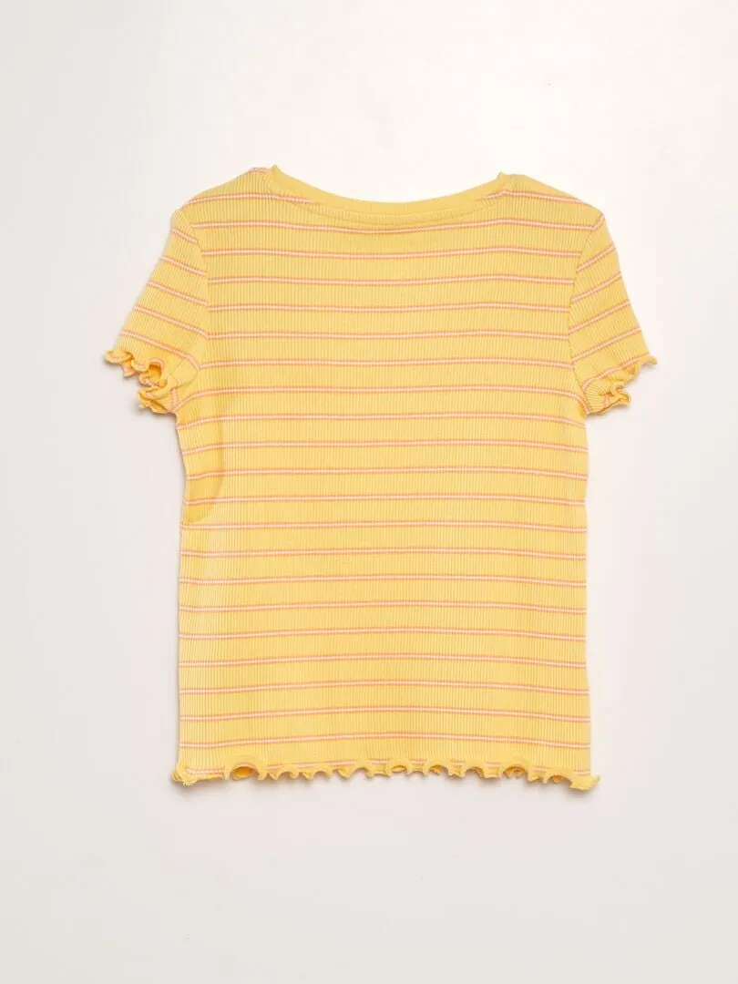 CAMISETA DE MANGA CORTA A RAYAS  AMARILLO