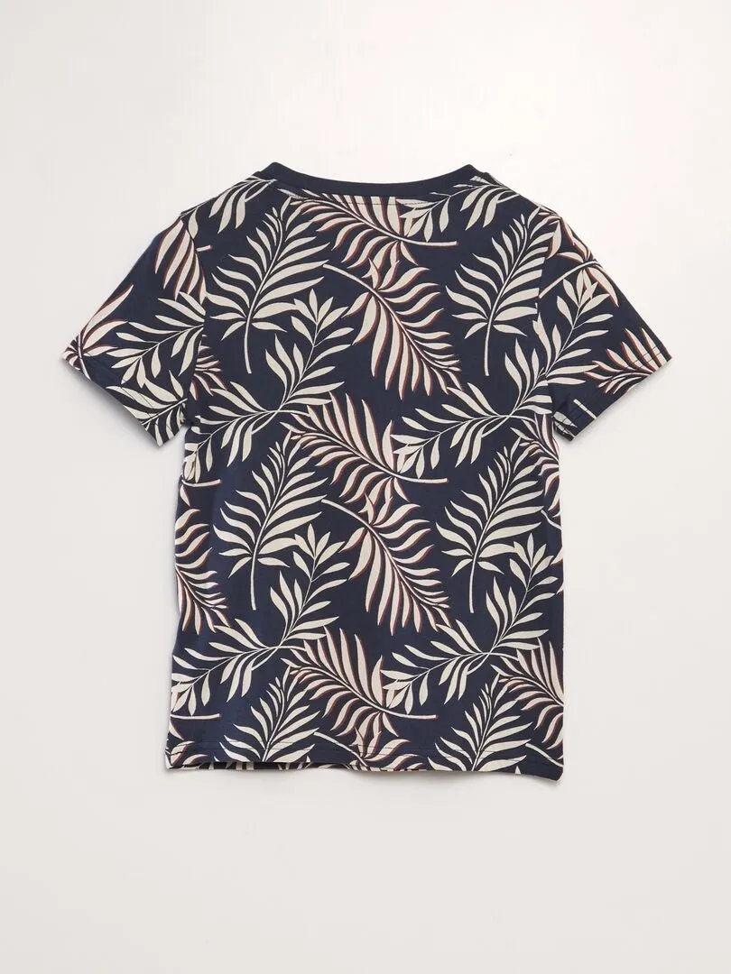 CAMISETA DE MANGA CORTA ESTAMPADA  AZUL