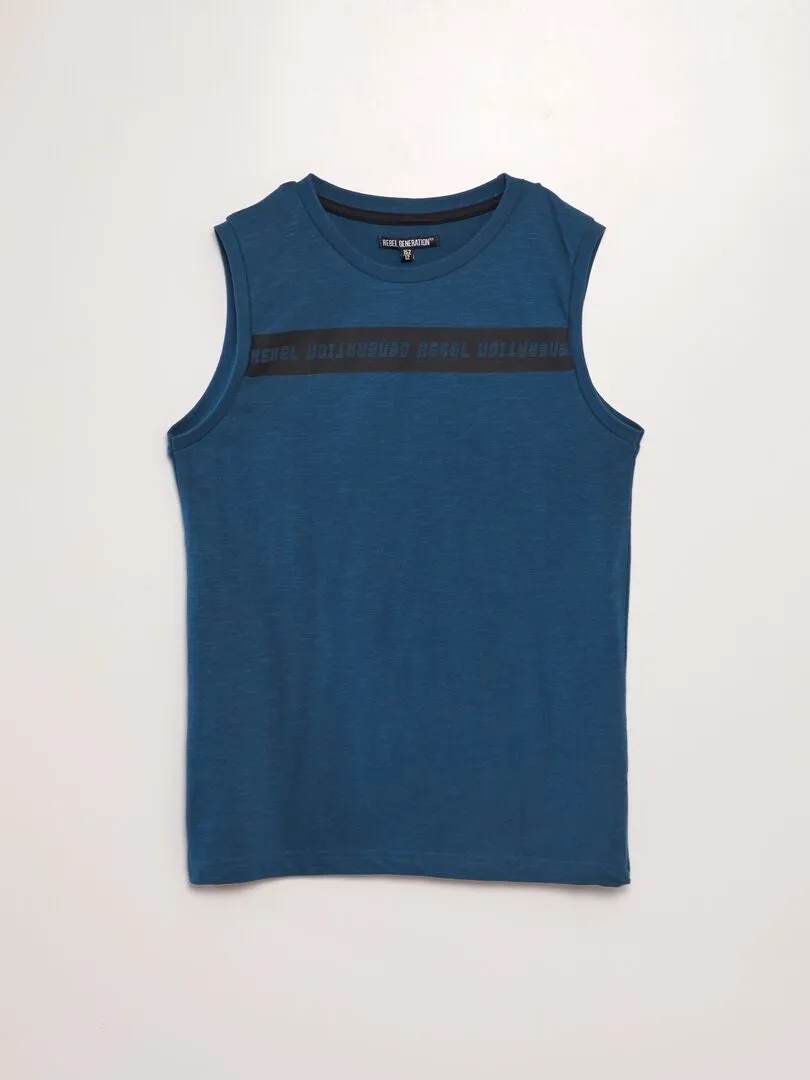 CAMISETA DE PUNTO CON CUELLO REDONDO  AZUL