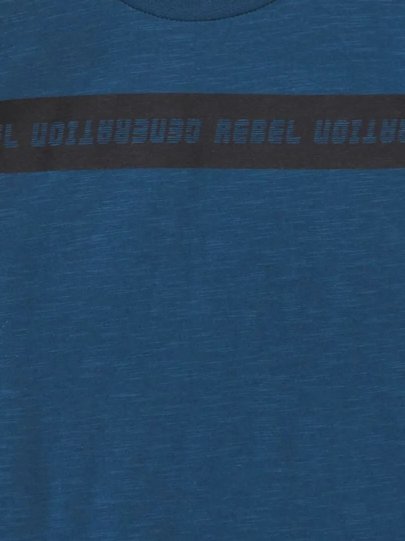 CAMISETA DE PUNTO CON CUELLO REDONDO  AZUL