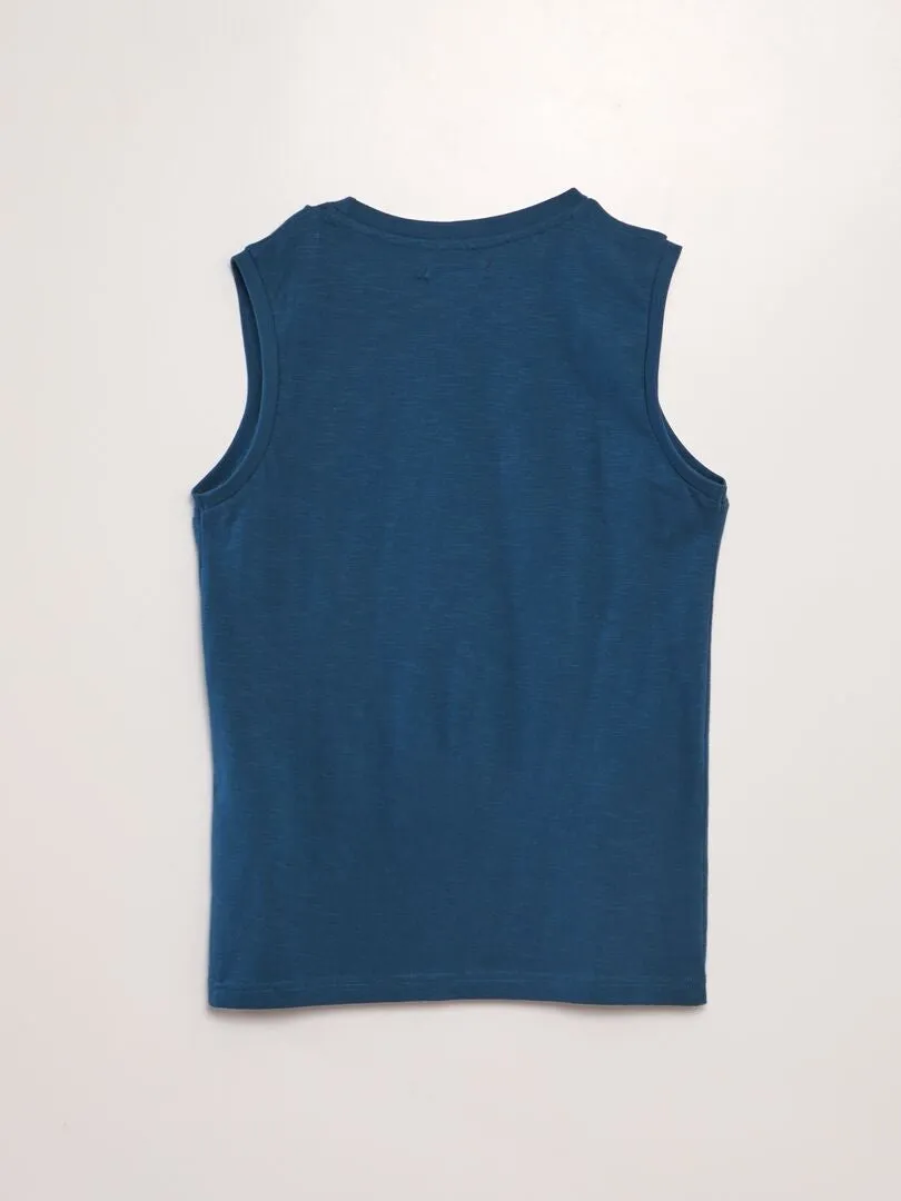 CAMISETA DE PUNTO CON CUELLO REDONDO  AZUL