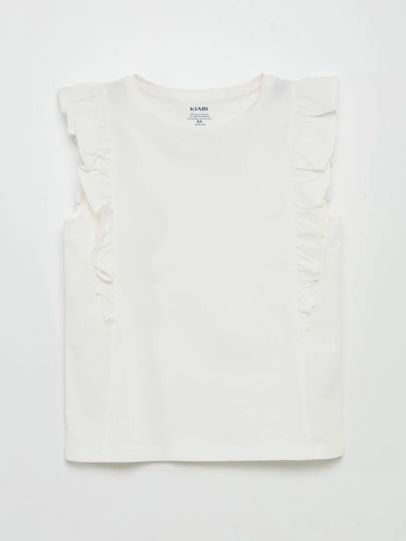 CAMISETA DE PUNTO CON VOLANTES  BLANCO