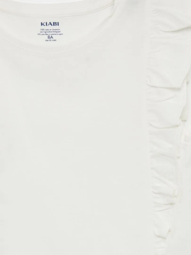 CAMISETA DE PUNTO CON VOLANTES  BLANCO