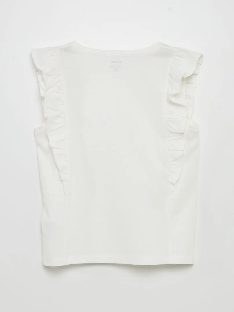 CAMISETA DE PUNTO CON VOLANTES  BLANCO