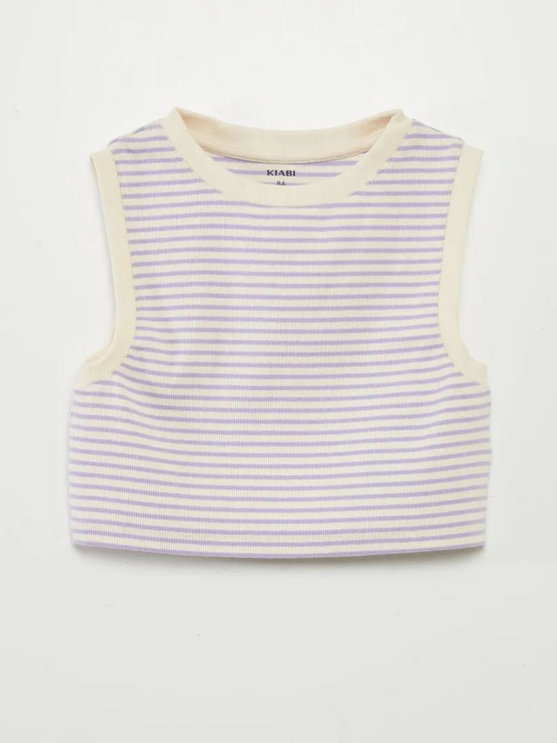 CAMISETA DE RAYAS SIN MANGAS  PURPURA