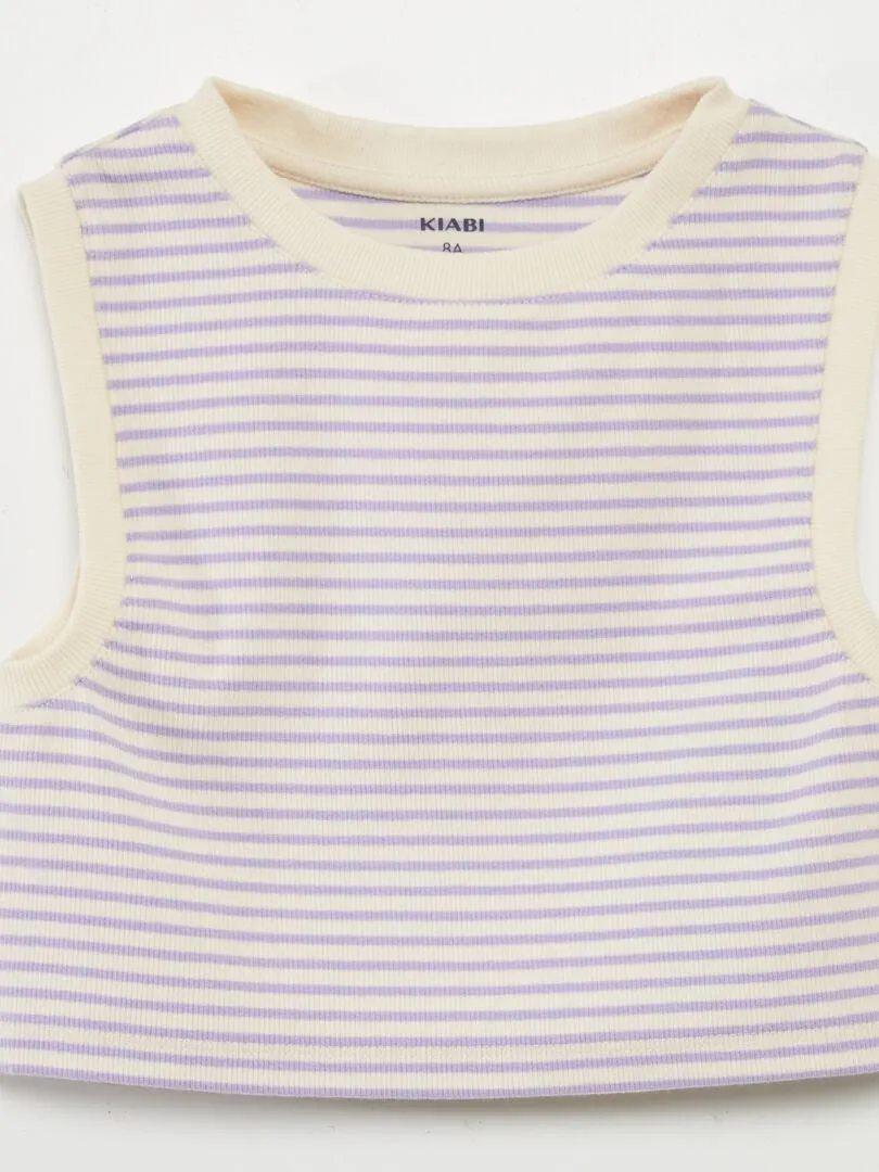 CAMISETA DE RAYAS SIN MANGAS  PURPURA