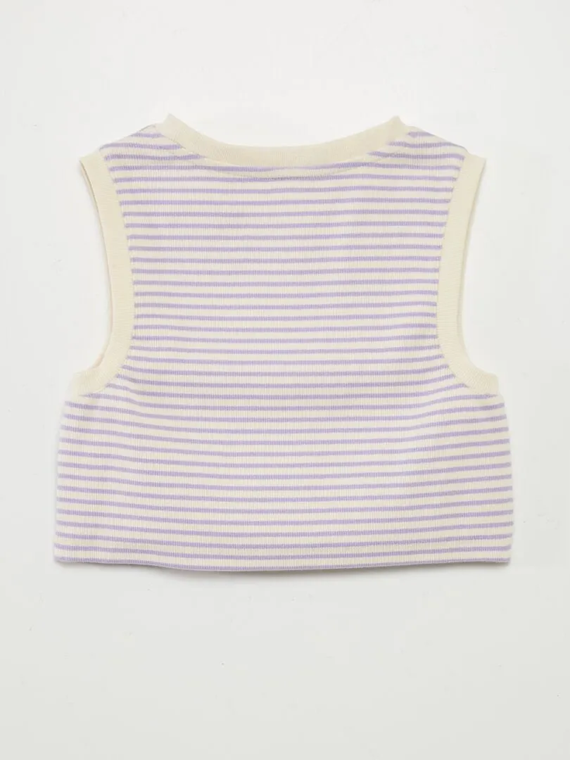 CAMISETA DE RAYAS SIN MANGAS  PURPURA