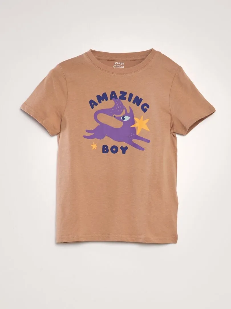 CAMISETA ESTAMPADA DE ALGODóN  MARRON