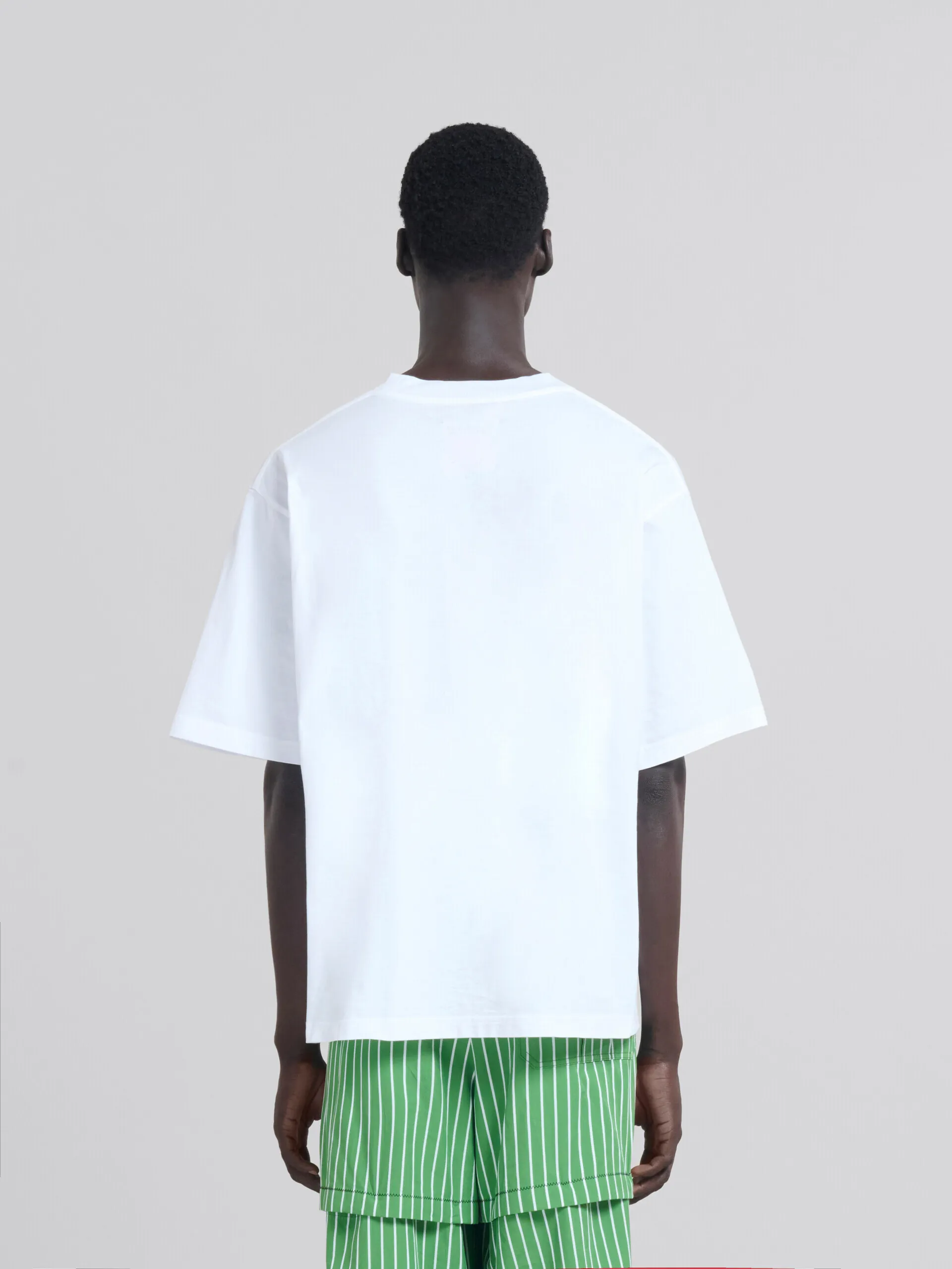 Camiseta fluida de algodón orgánico blanca con estampado