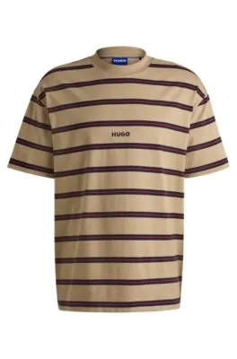 Camiseta holgada de punto de algodón con rayas horizontales
