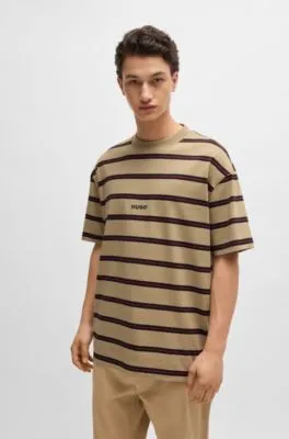 Camiseta holgada de punto de algodón con rayas horizontales