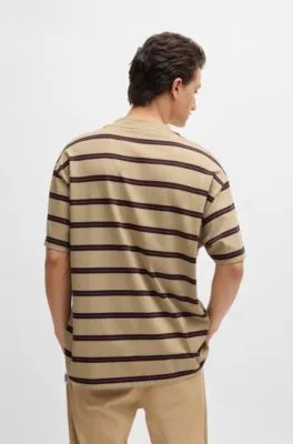 Camiseta holgada de punto de algodón con rayas horizontales
