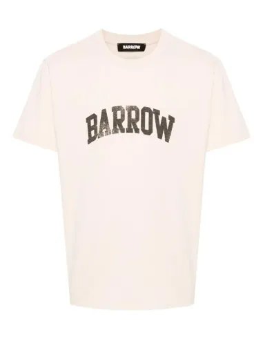 Camiseta marfil con logo estampado