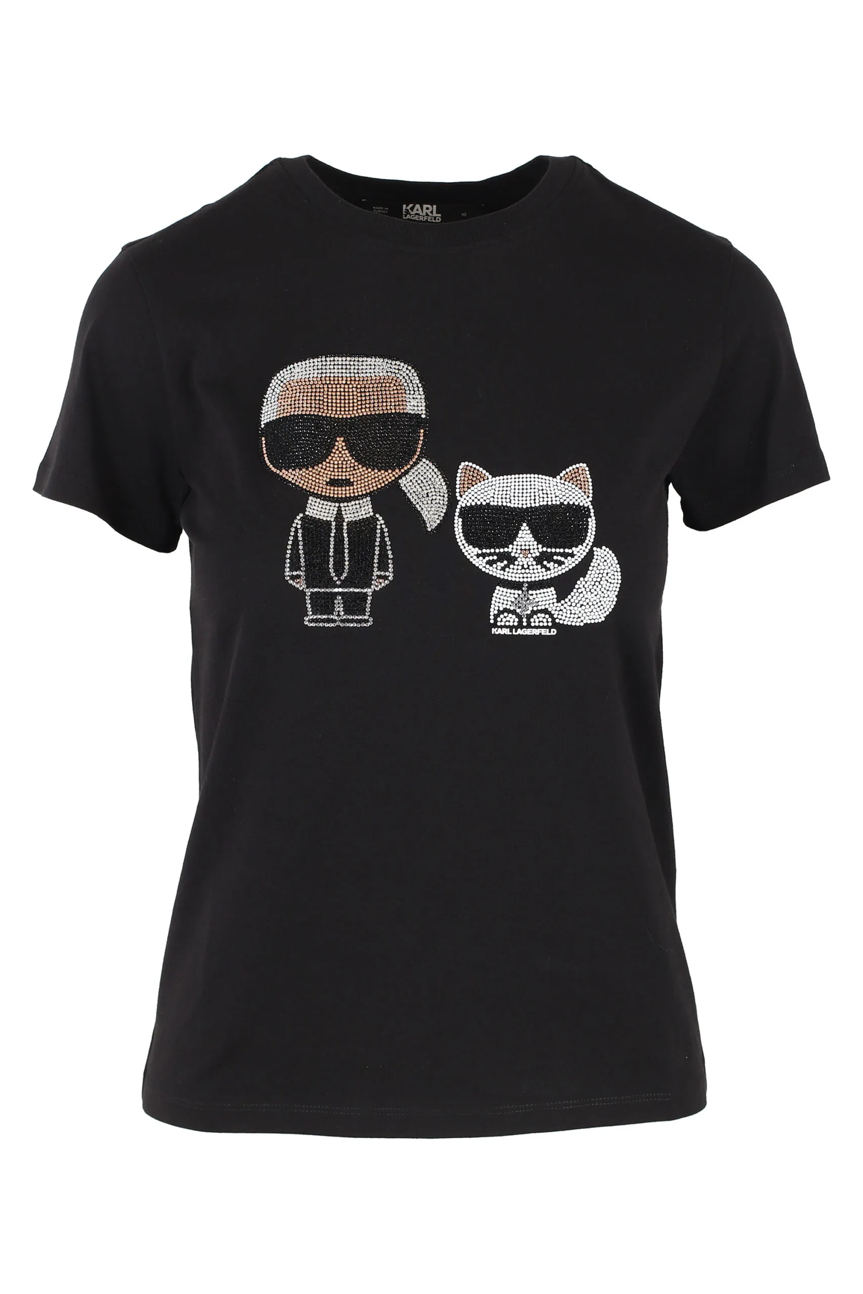 Camiseta negra con logo en strass