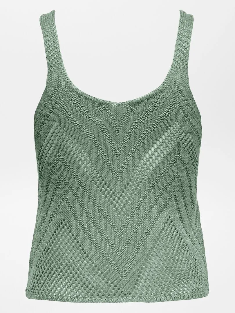 CAMISETA SIN MANGAS DE CROCHé  VERDE