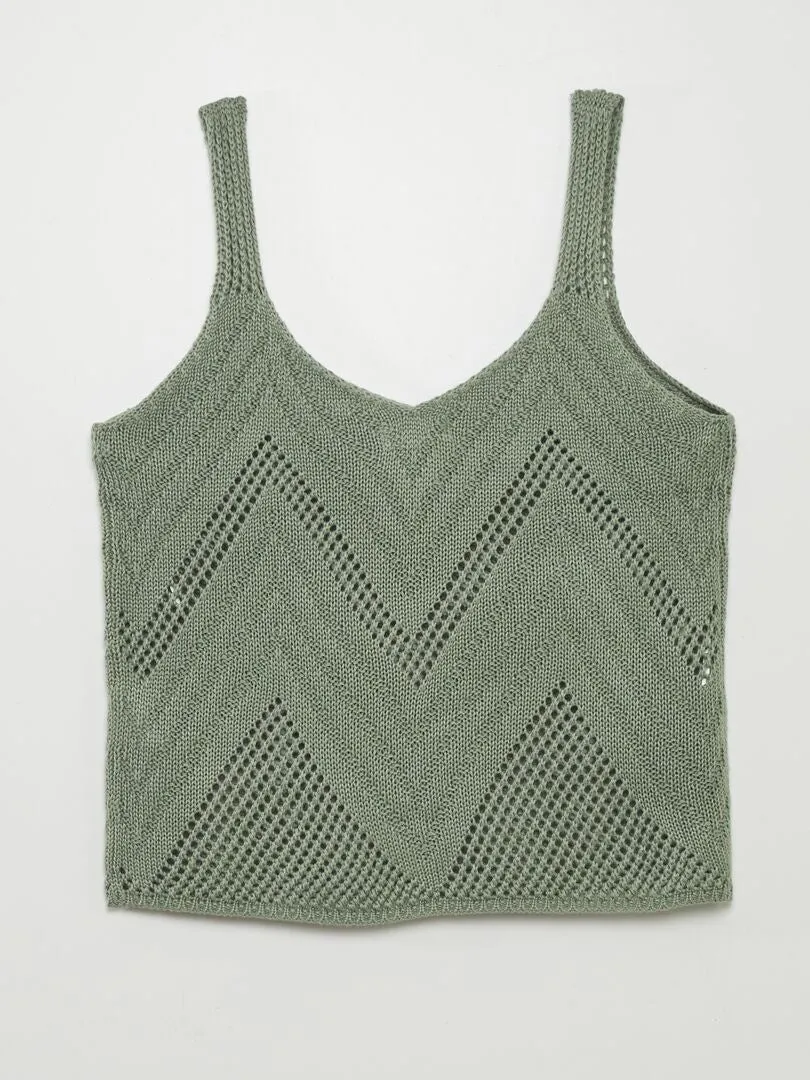 CAMISETA SIN MANGAS DE CROCHé  VERDE