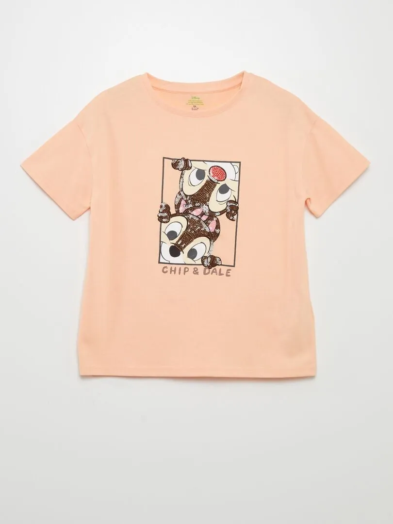 CAMISETA 'DISNEY' CON LENTEJUELAS  NARANJA