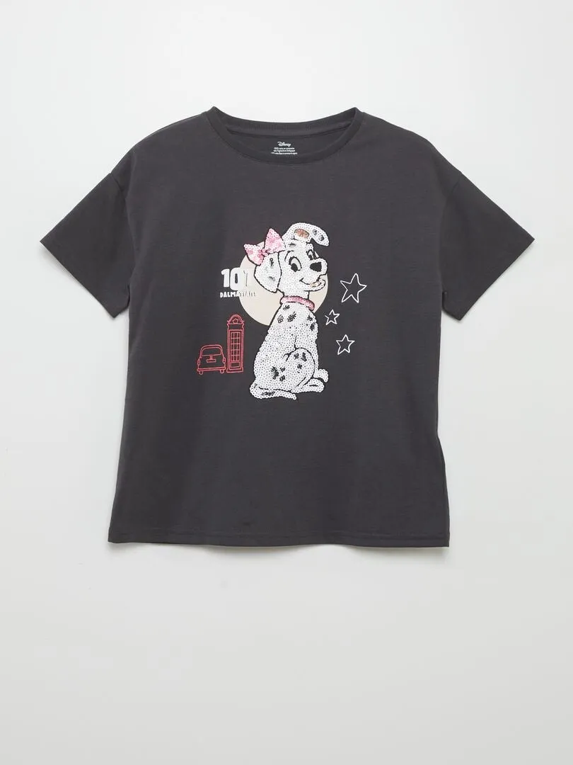 CAMISETA 'DISNEY' CON LENTEJUELAS  NEGRO