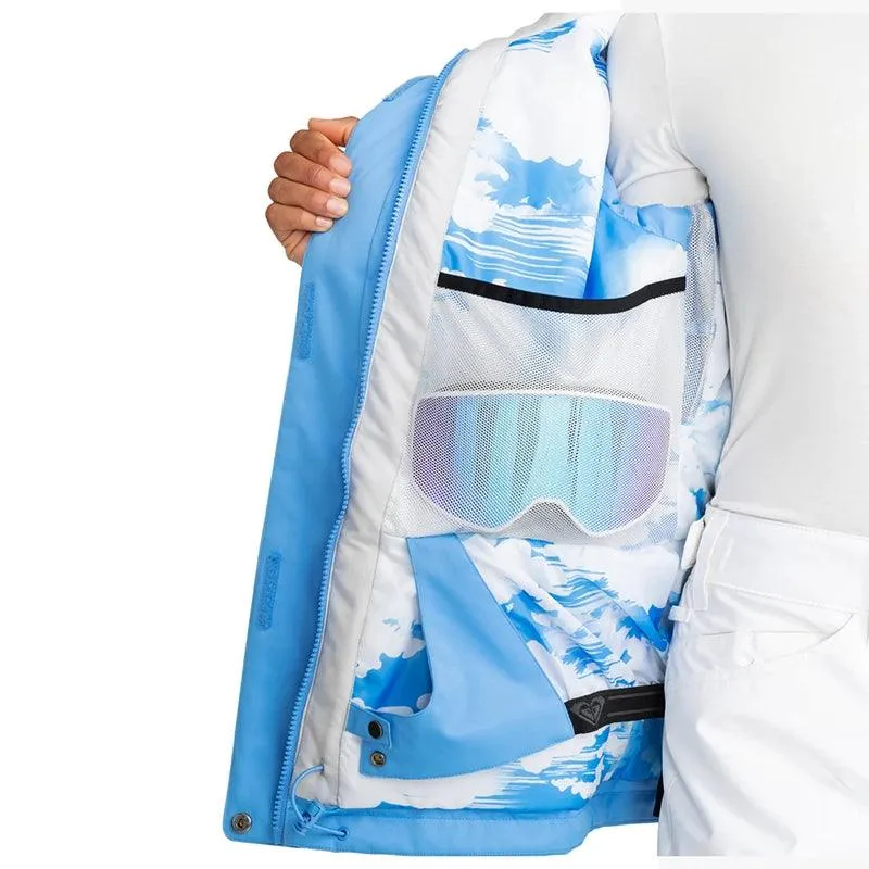 Campera Snow Roxy Jetty Block Celeste Blanco
