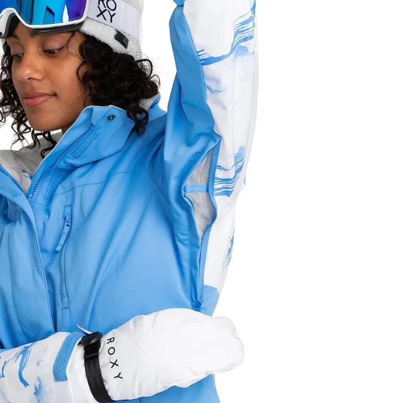 Campera Snow Roxy Jetty Block Celeste Blanco
