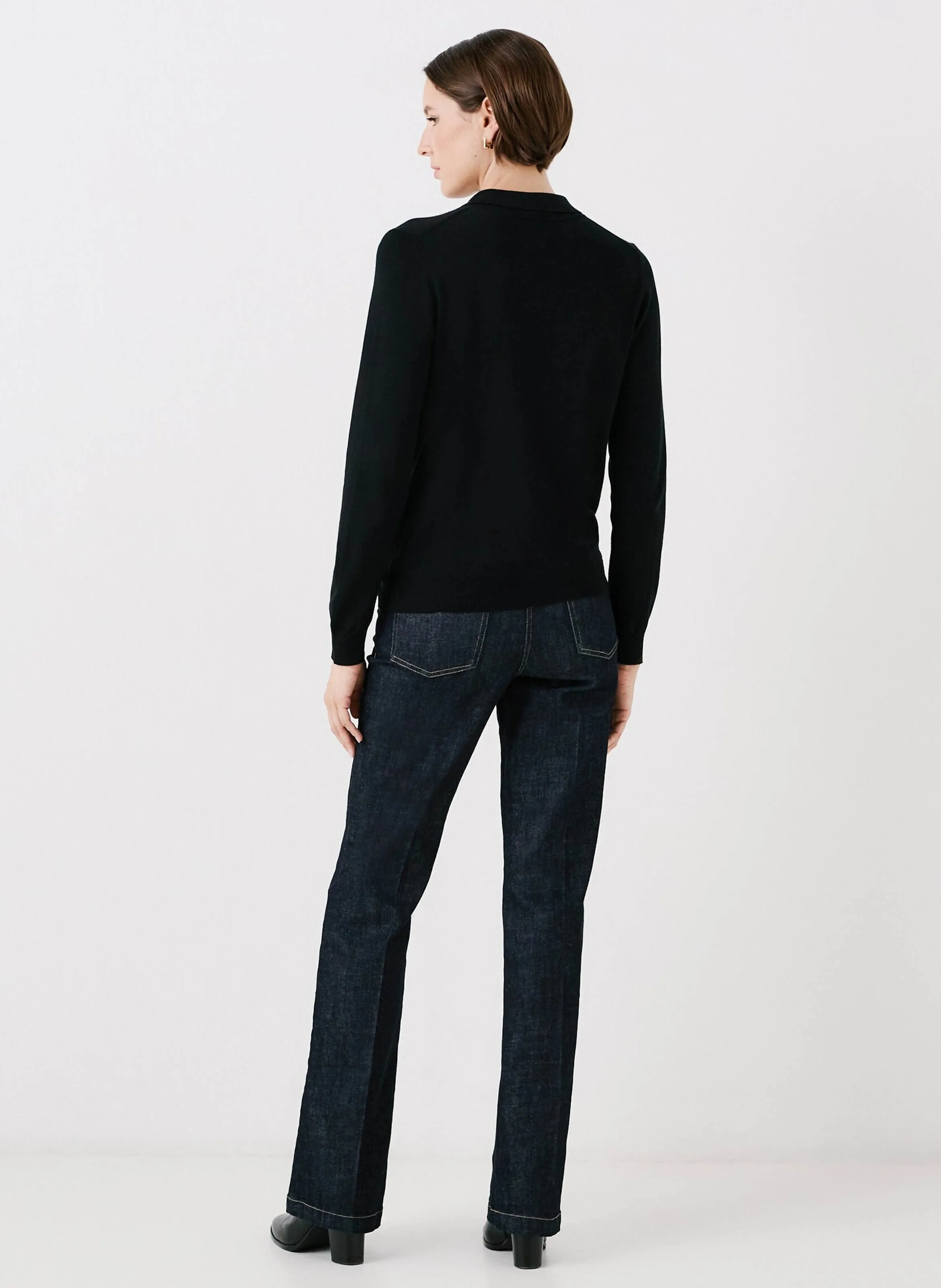 CAROLL MSARAH  JERSEY CON CUELLO DE CAMISA Y PEDRERíA EN NEGRO