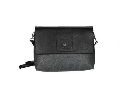Cartera Fieltro Gris Tapa Negra
