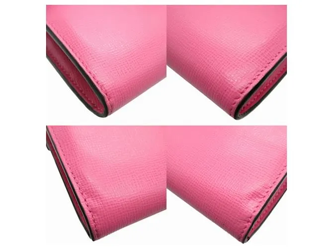 Cartera larga de cuero Valentino Rockstud con doble pliegue Rosa Roja 